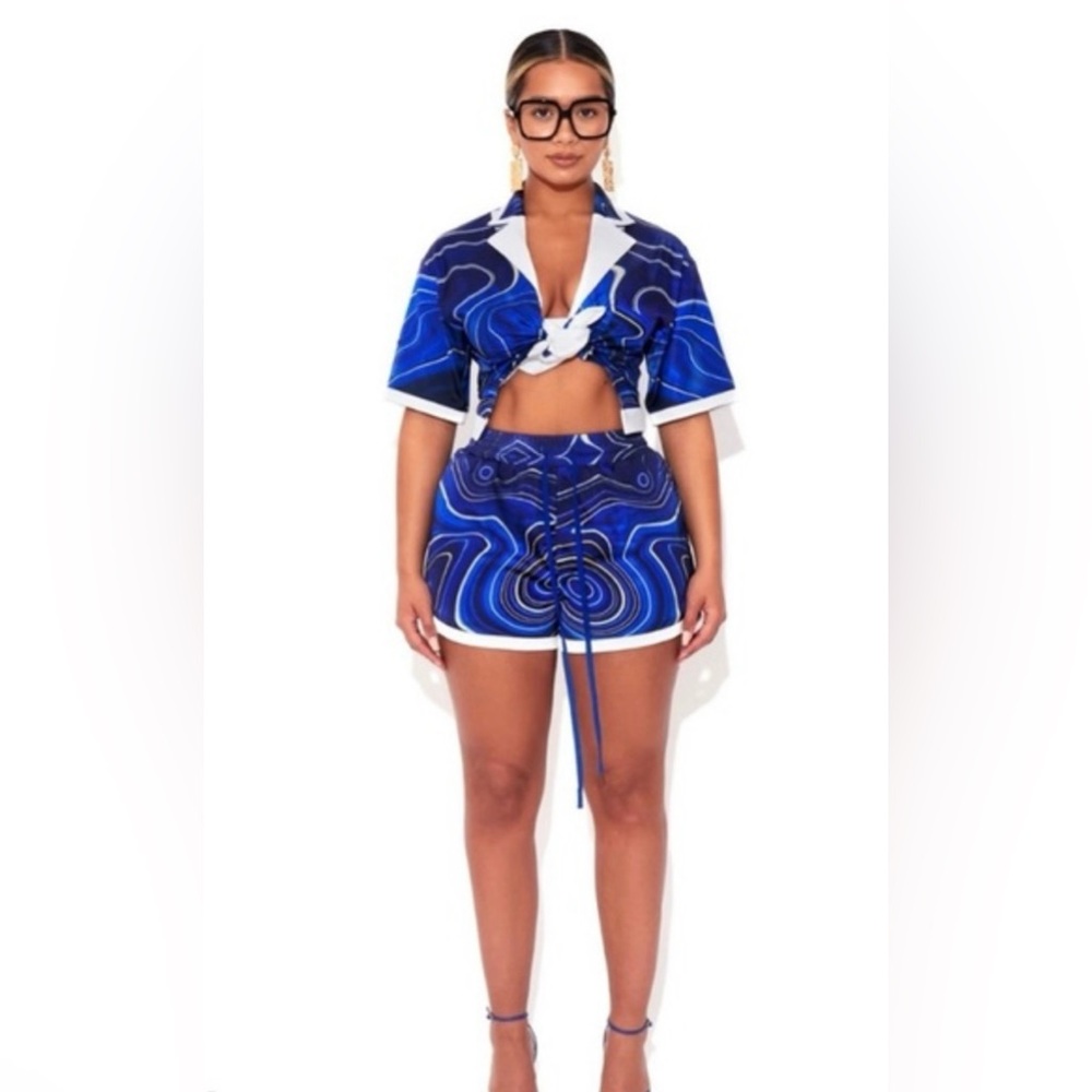 BBX Brand Neptune Orbit Satin Blue Shorts